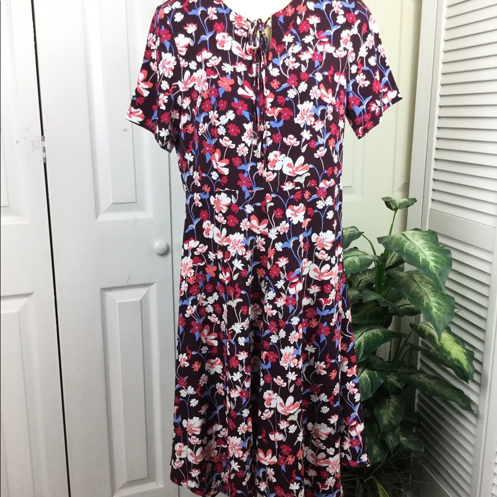 #32 Tommy HILFIGER BROOKSHIRE RED FLORAL Flare  DRESS - Picture 5 of 11